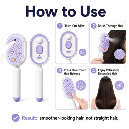 💖ProGlide™🇬🇧 Scalp Massager Comb 💆‍♀️ – Self-Cleaning 🧼, Tangle-Free ✂️ & Frizz-Control Hair Brush with Soothing Mist Spray 💨✨ | Perfect for Dry, Brittle Hair 💧🌟