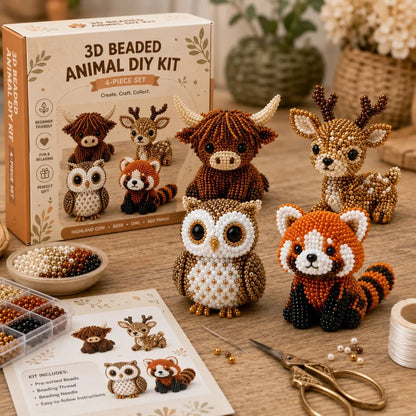 🏆✨ 15 Minutes Away From Your Phone.🧵✨Hjmeta®Petite 3D Beaded Animal Craft Kit
