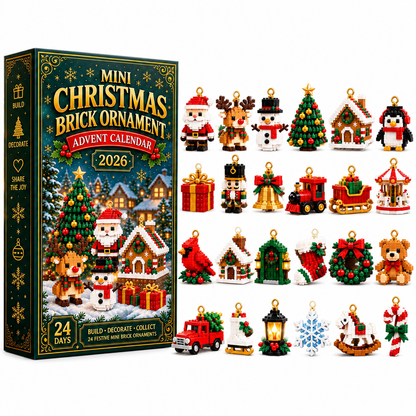 🎄 24-Day Mini Christmas Ornament Advent Calendar | 24 unique festive buildable designs with hanging loops—perfect for decorating Christmas trees, wreaths, and holiday displays 🧱