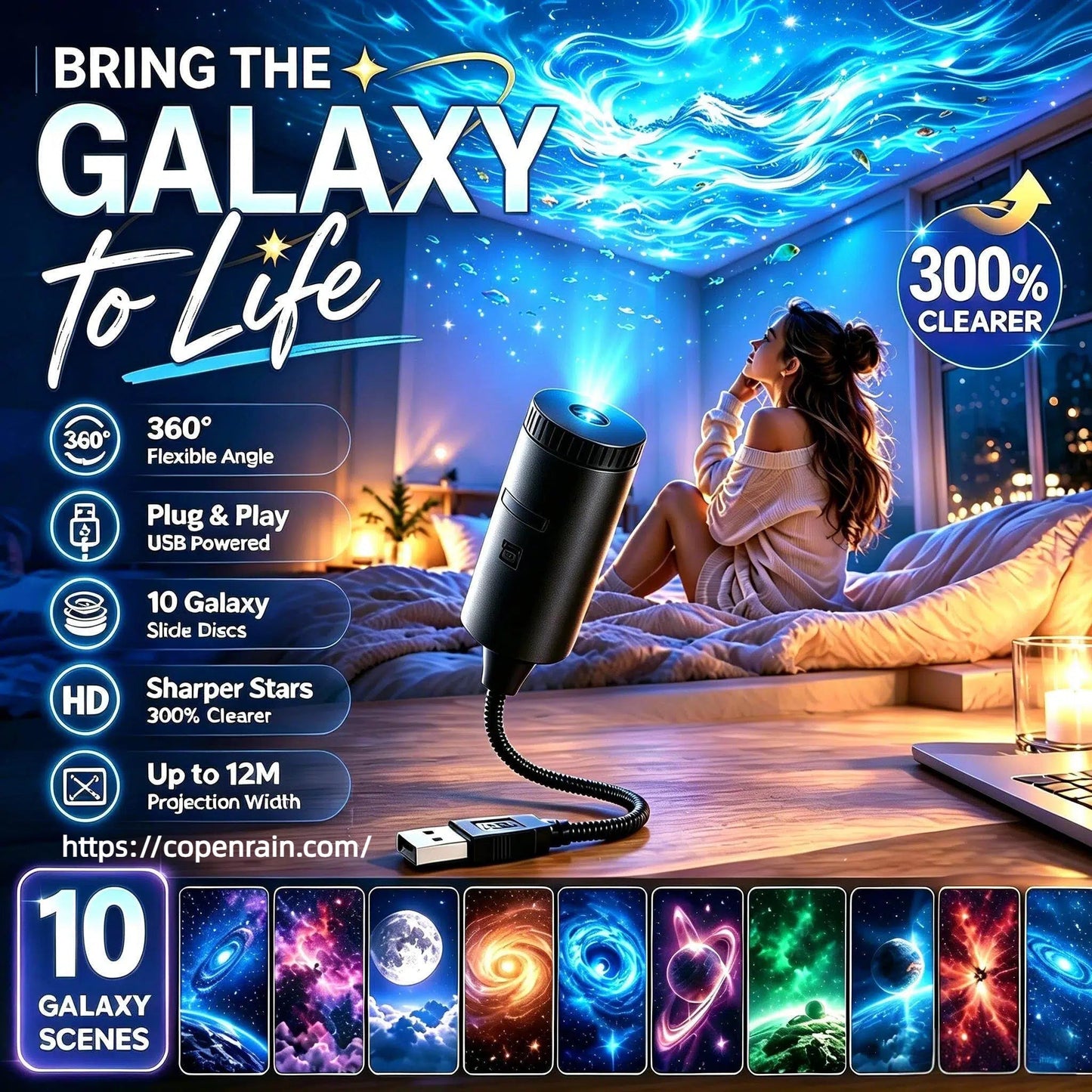 ✨ Plug-and-Play HD Galaxy & Ocean Projector Night Light🥳50,000+ Happy Users