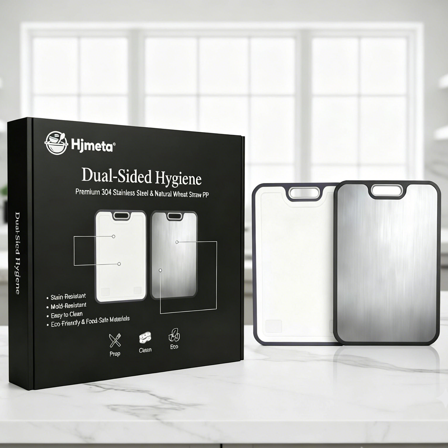 Hjmeta® 5-in-1 Titanium Cutting Board Set – Large 16×11" Prep Board