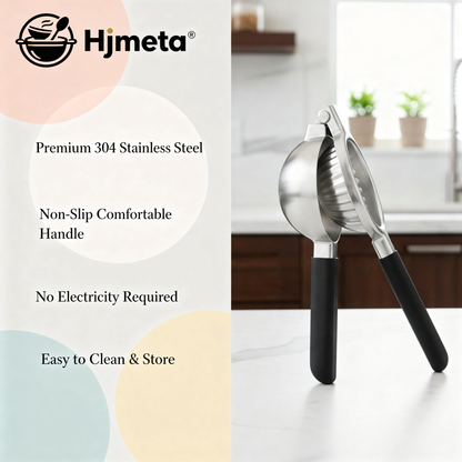 Hjmeta® Premium Stainless Steel Citrus Squeezer – Heavy-Duty Manual Lemon & Lime Press with Comfort Grip Handles