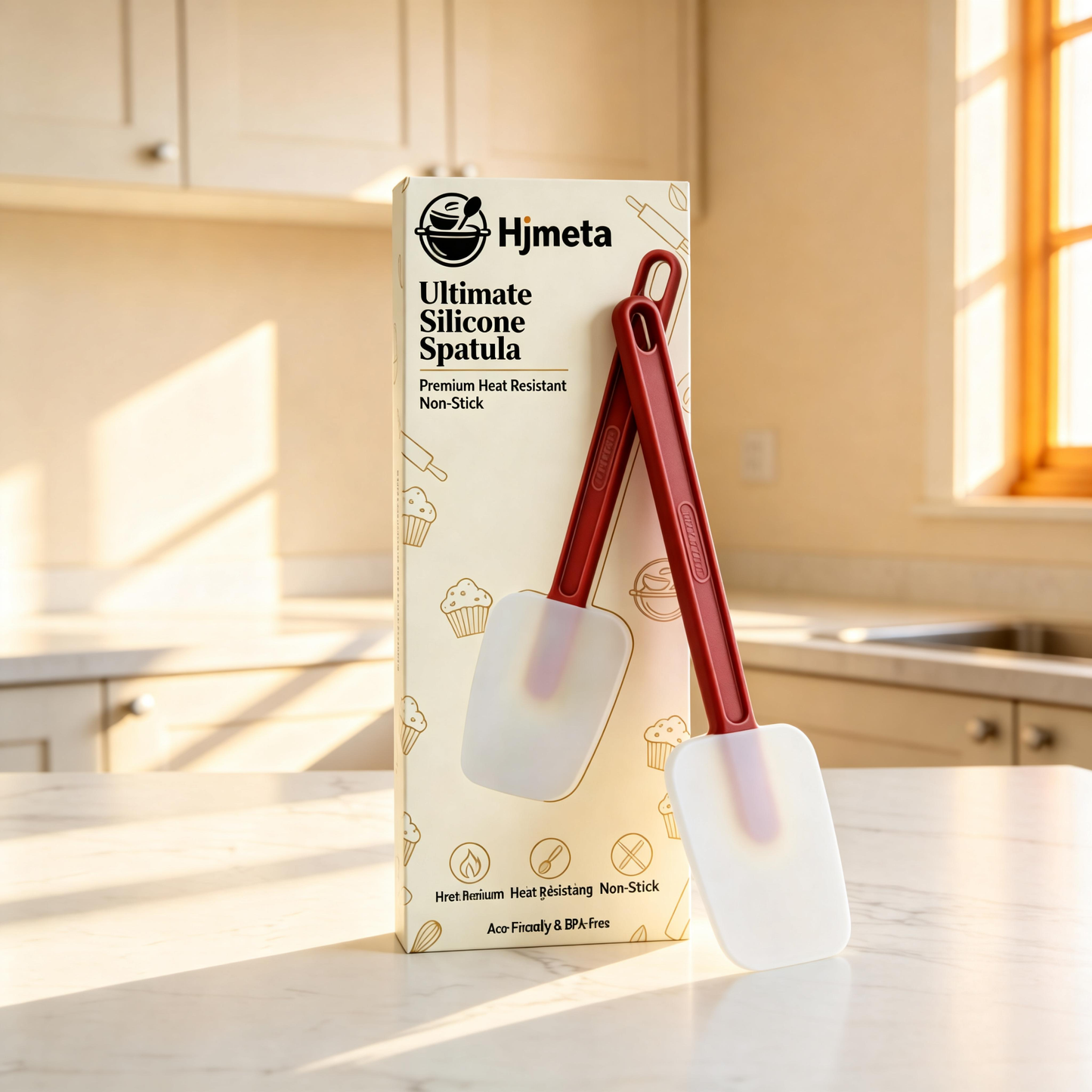 Hjmeta® 14-Inch Heat-Resistant Silicone Spatula – Heavy Duty Kitchen Scraper for Cooking & Baking