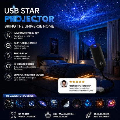 Plug-and-Play HD Galaxy & Ocean Projector Night Light🥳50,000+ Happy Users