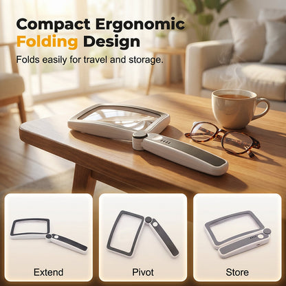 Folding Handheld Magnifying Glass with Light for Reading-Hjmeta®