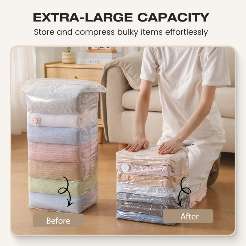 🧳💨 40% OFF! No‑Pump Vacuum Storage Bags – Press & seal, no pump needed. Saves 80% space, keeps clothes dry & dust‑free. Perfect for bulky bedding & off‑season gear. 🛏️🗄️