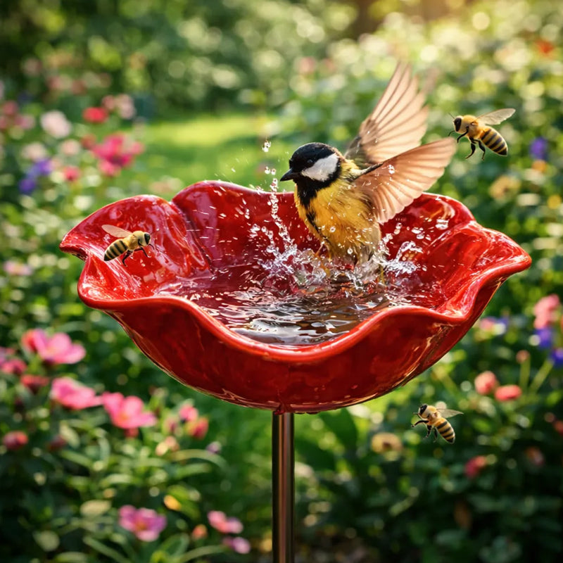 Hjmeta® 💖🎁Handmade Metal Flower Garden Stake🐦