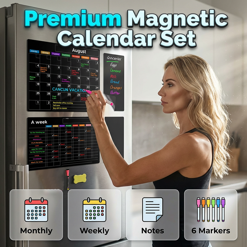 🌈Magnetic Calendar Board with Erasable Markers
