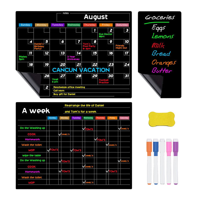 🌈Magnetic Calendar Board with Erasable Markers