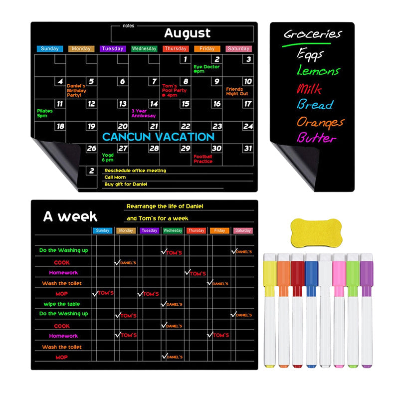 🌈Magnetic Calendar Board with Erasable Markers