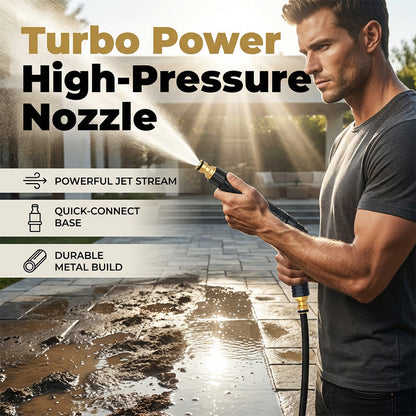 Hjmeta®-🥳2026 HOT SALE🥳💞50K+ SOLD!🔫🧼Turbo Power Water Nozzle – Concentrated jet for tough grime, gentle fan for flowers. Brass connector, leak‑free. Wash at home, save big on car washes. 🚗💨