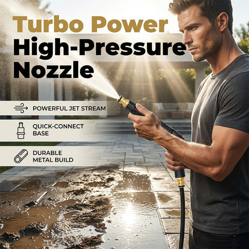 Hjmeta®-🥳2026 HOT SALE🥳💞50K+ SOLD!🔫🧼Turbo Power Water Nozzle – Concentrated jet for tough grime, gentle fan for flowers. Brass connector, leak‑free. Wash at home, save big on car washes. 🚗💨