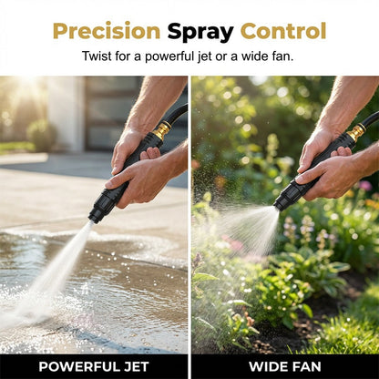 Hjmeta®-🥳2026 HOT SALE🥳💞50K+ SOLD!🔫🧼Turbo Power Water Nozzle – Concentrated jet for tough grime, gentle fan for flowers. Brass connector, leak‑free. Wash at home, save big on car washes. 🚗💨