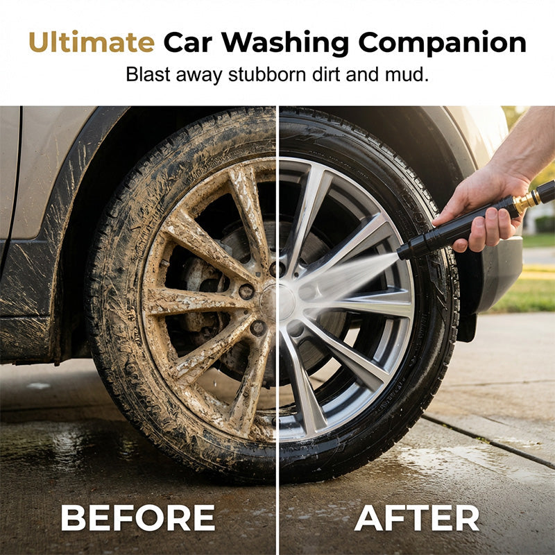 Hjmeta®-🥳2026 HOT SALE🥳💞50K+ SOLD!🔫🧼Turbo Power Water Nozzle – Concentrated jet for tough grime, gentle fan for flowers. Brass connector, leak‑free. Wash at home, save big on car washes. 🚗💨