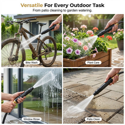 Hjmeta®-🥳2026 HOT SALE🥳💞50K+ SOLD!🔫🧼Turbo Power Water Nozzle – Concentrated jet for tough grime, gentle fan for flowers. Brass connector, leak‑free. Wash at home, save big on car washes. 🚗💨