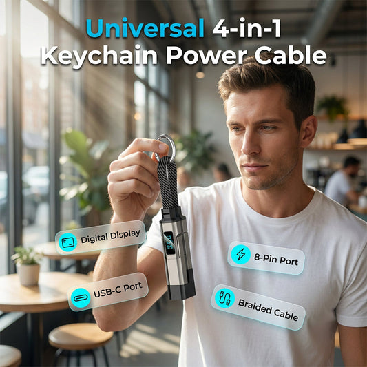 🔥Limited Time SALE 40% OFF🔥Hjmeta®4-in-1 Digital Display Keychain Charging Cable
